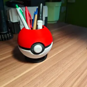 Poké Ball Pen Holder with Stand – 3‑Part Desk Organizer