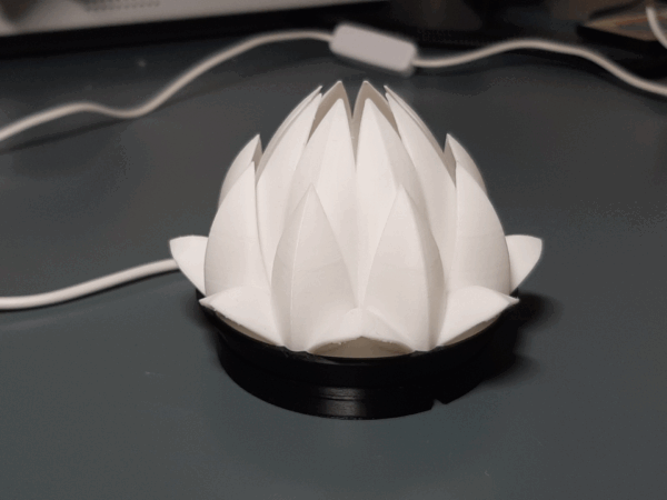 Lotus Flower LED Fixture – 3D Printed Lamp - Image 2