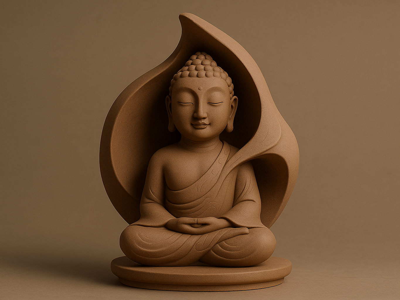 Wooden Buddha Statue – 3D Printed Serenity Figurine