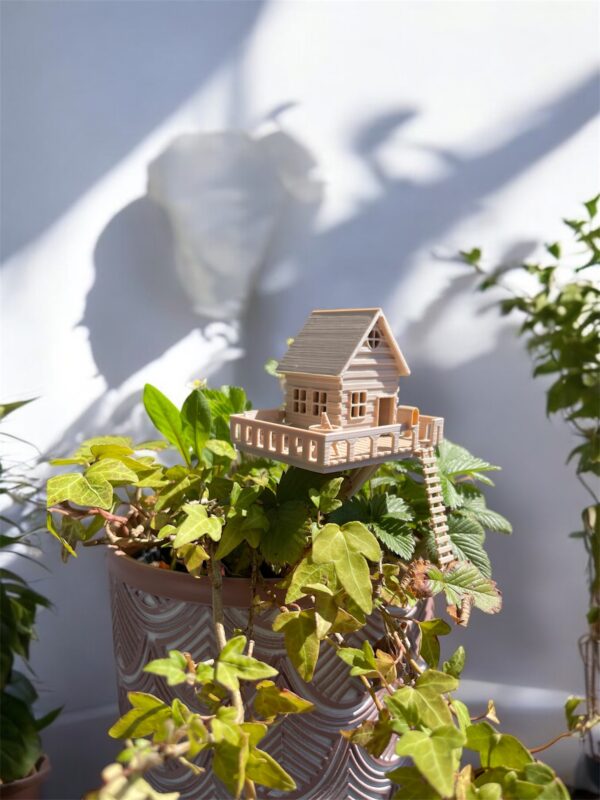 Mini Treehouse with Ladder for Flower Pot – 3D Printed Plant Decor - Image 2