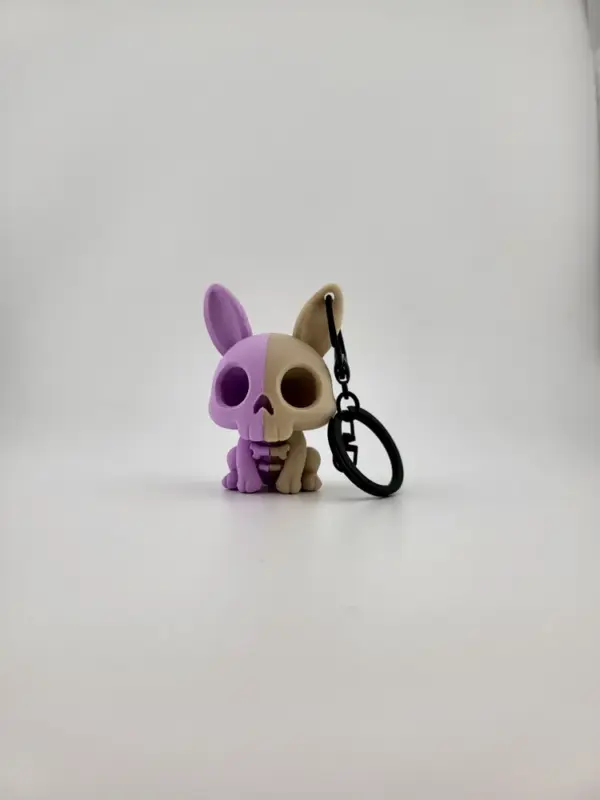 Kawaii Skeleton Bunny Keychain – Cute Creepy Charm - Image 2