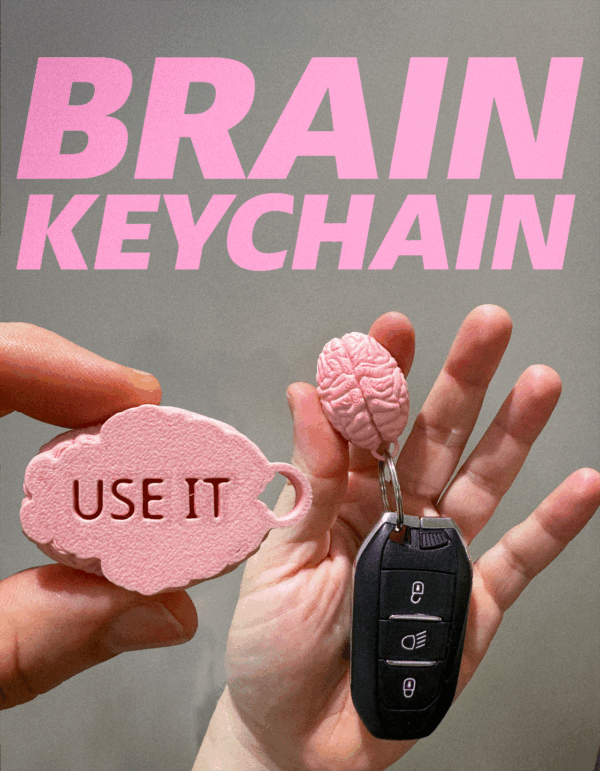 Brain Keychain – Funny 3D Printed Accessory